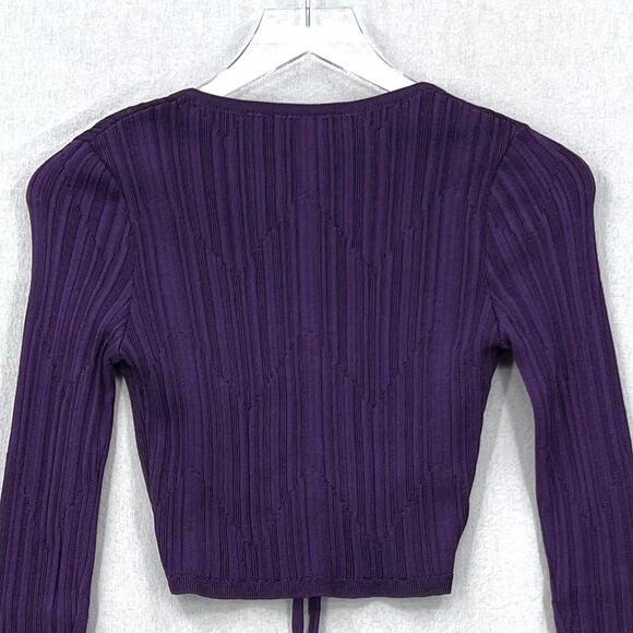 PAOLA BERNARDI Andressa Cropped Cardigan XS Purple Sparkle Knit Long Sleeve NEW - Picture 5 of 13